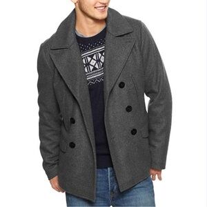American Eagle Outfitters Black and Gray Jacket peacoat wool blend warm